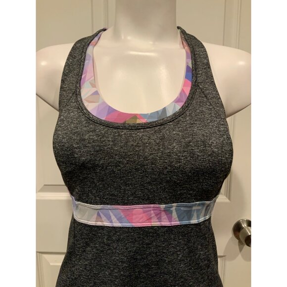 Pure + Good Gray Racerback Athletic Dress Built In Bra Diamond Pattern, Size S - Picture 2 of 9